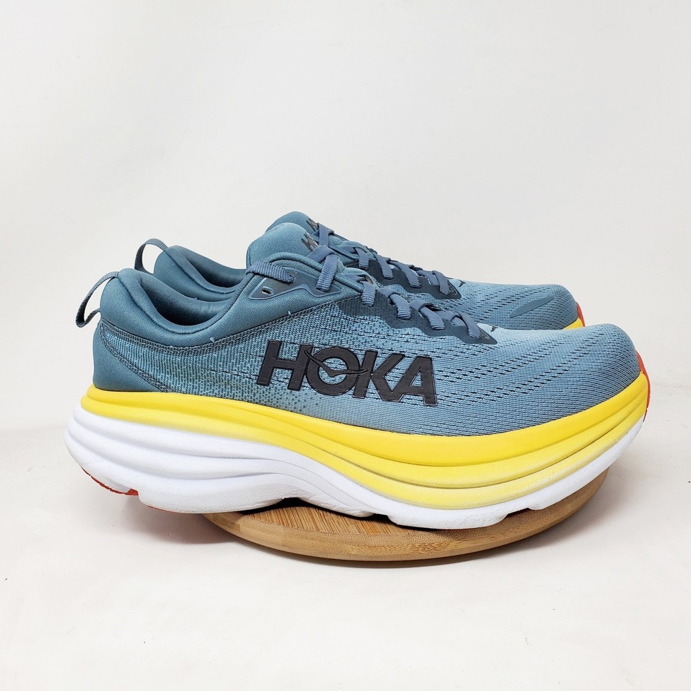 Hoka One One Bondi 8 Running Shoes Mens 9.5 D Lace Up Comfort Gym Sneaker